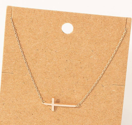 The Side Cross Pendant Necklace - Women's Accessories - In Store & Online