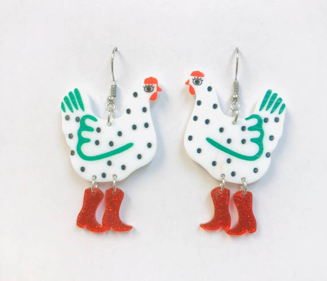 The Hens in Boots Earrings - Women's Accessories - In Store & Online