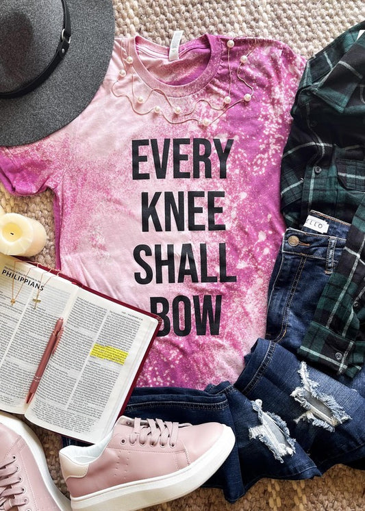 The Every Knee Shall Bow Bleached Graphic Tee - Women's Collection & Curvy Collection - Online Only