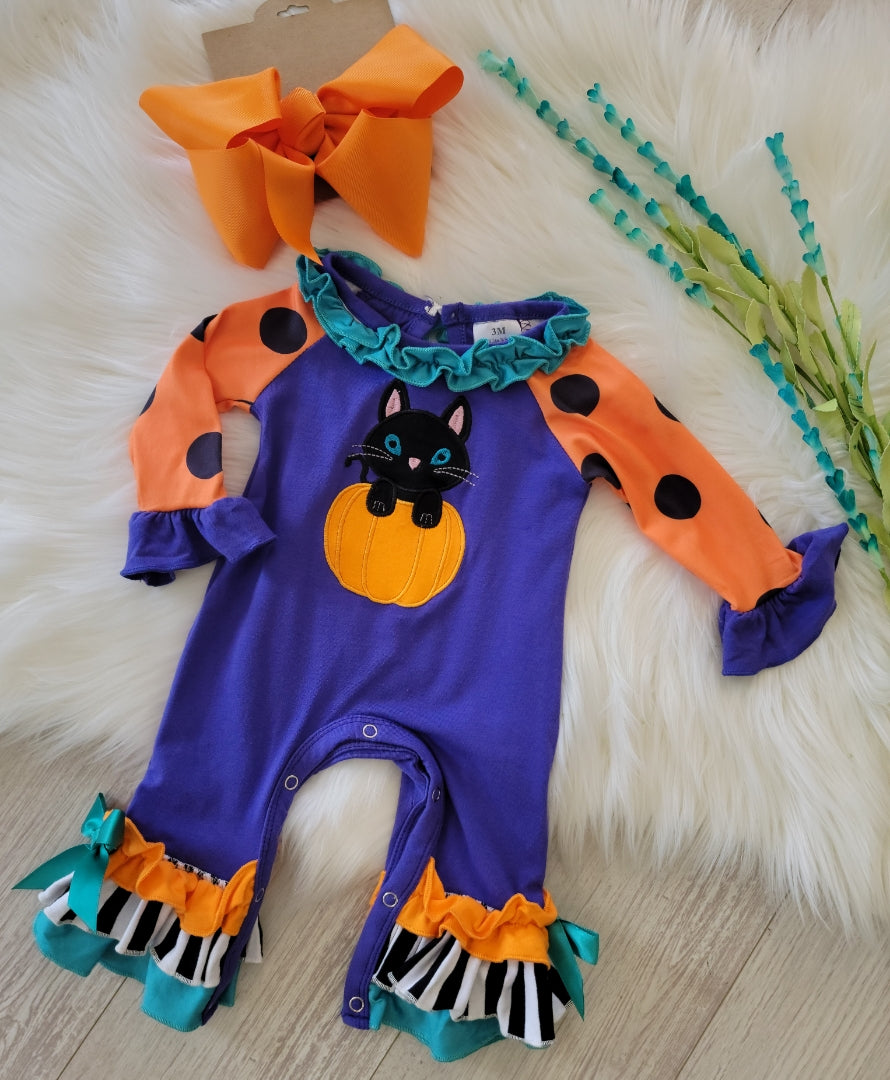 The Halloween Cat Romper - Baby Girl Collection - In Store & Online